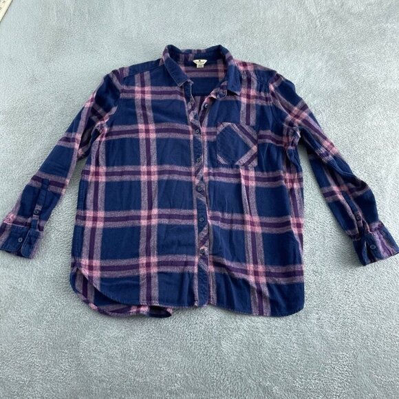 Woolrich Tops - Woolrich Womens XXL Plaid Flannel Shirt Navy Down Long Sleeve 100% Cotton 0851